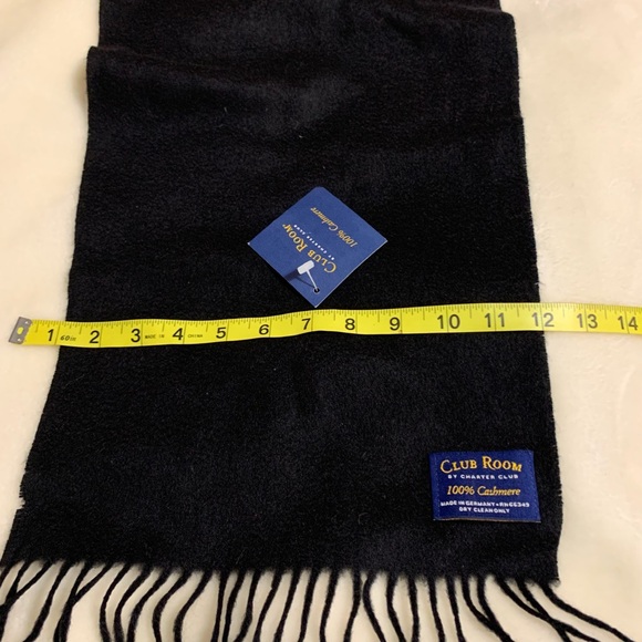 CHARTER CLUB Club Room 100% cashmere black Unisex scarf NWT - Picture 8 of 8